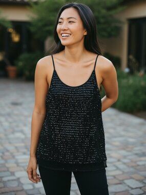 🖤 Charles Chang-Lima Black Sequin Camisole Tank Top